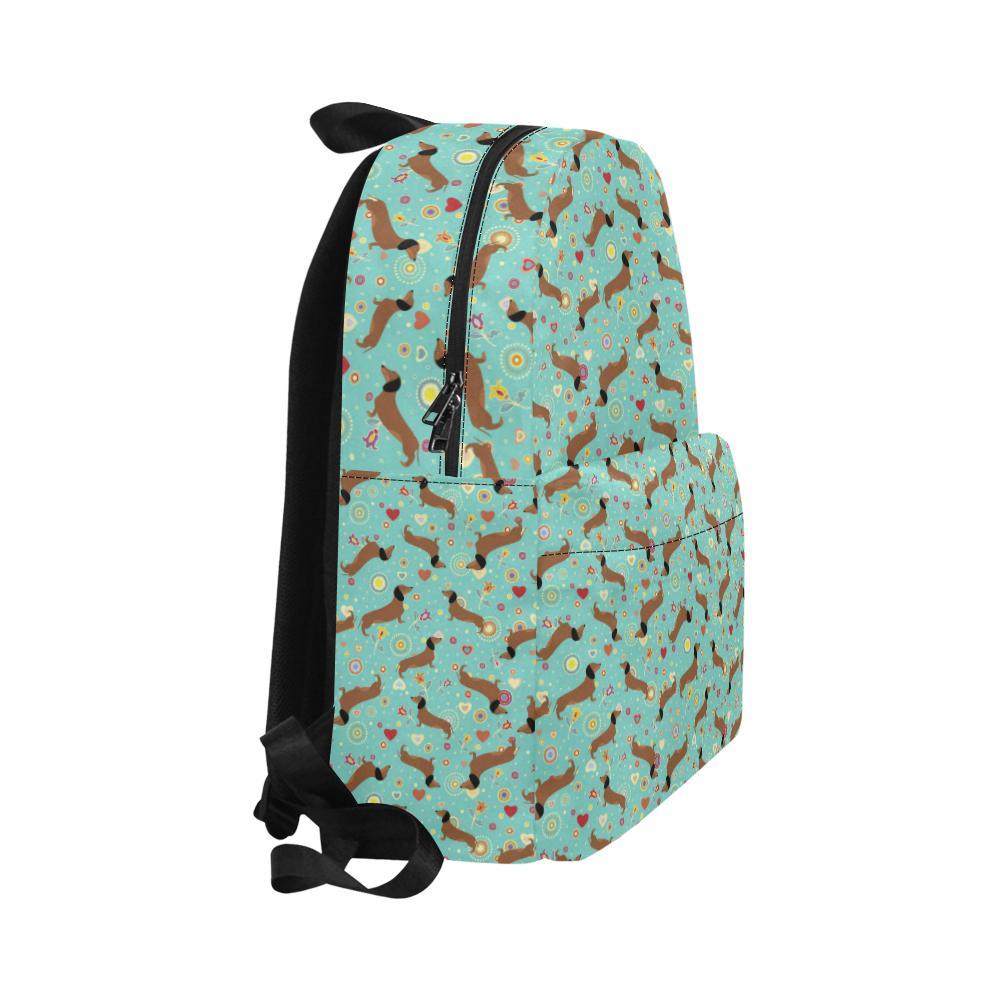 Dachshund with Floral Print Pattern Waterproof Backpack-JTAMIGO.COM