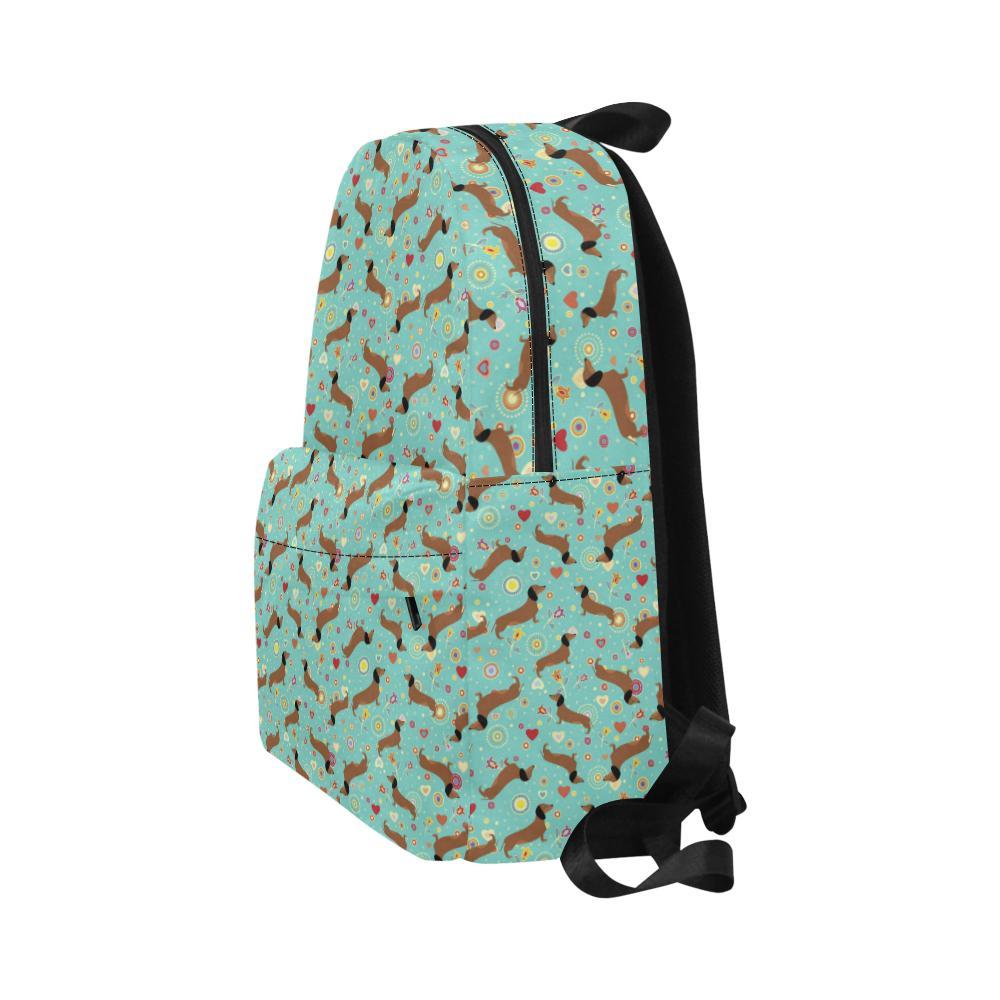 Dachshund with Floral Print Pattern Waterproof Backpack-JTAMIGO.COM