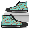 Dachshund with Floral Print Pattern Women High Top Shoes