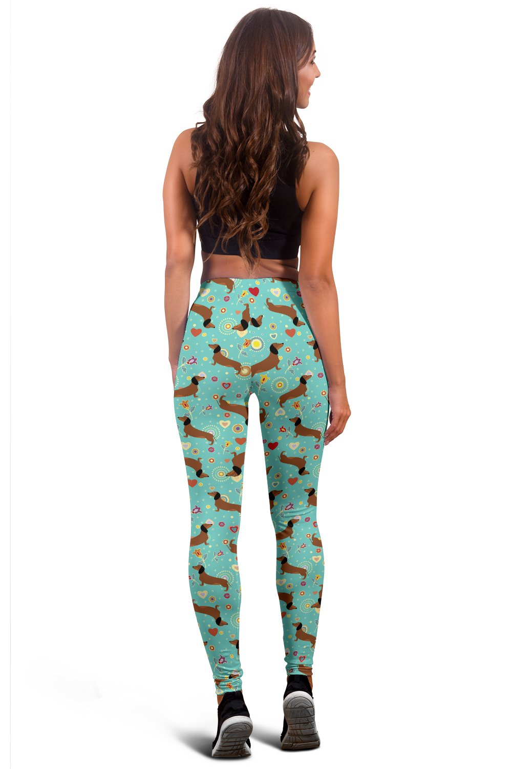 Dachshund with Floral Print Pattern Women Leggings