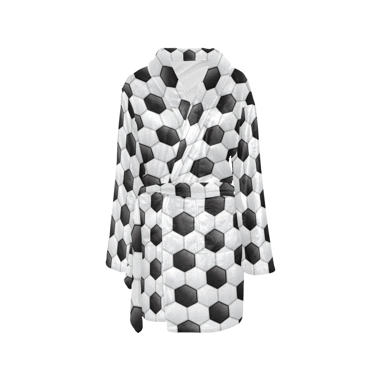 Soccer Ball Texture Print Pattern Women's Fleece Robe