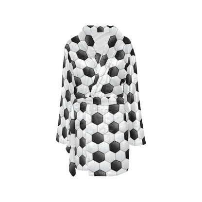 Soccer Ball Texture Print Pattern Women's Fleece Robe