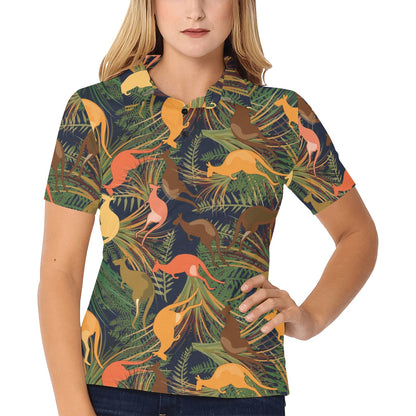 Kangaroos Pattern Print Design 07 Women's Polo Shirt