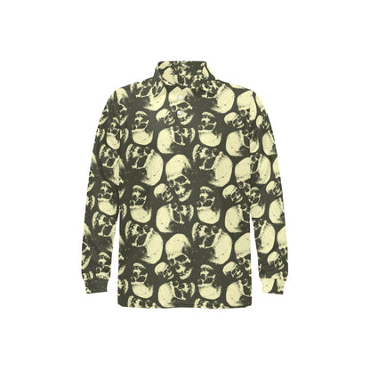 Skull Print Design LKS302 Long Sleeve Polo Shirt For Men's