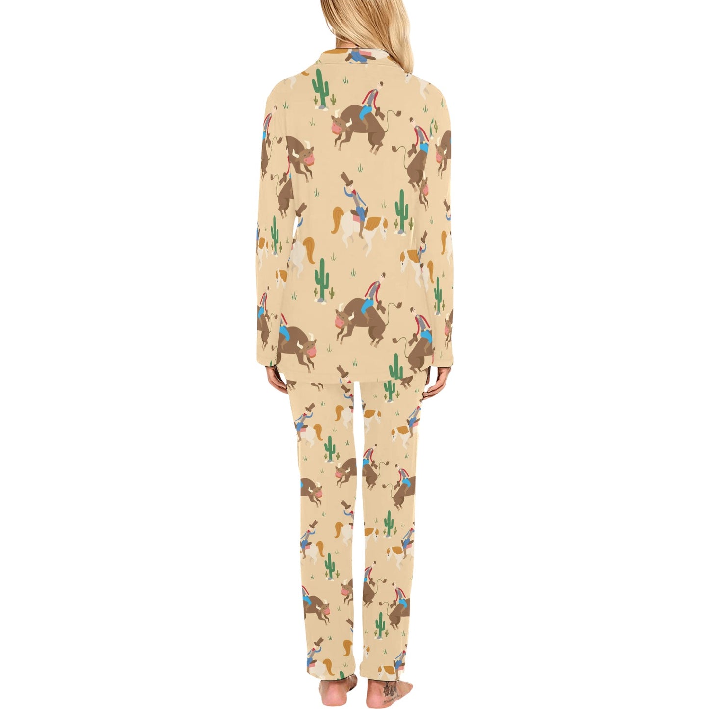 Rodeo Pattern Print Design A02 Women's Long Pajama Set