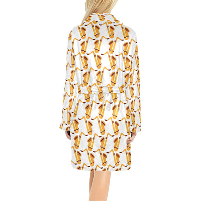 Saxophone Print Design LKS404 Women's Fleece Robe