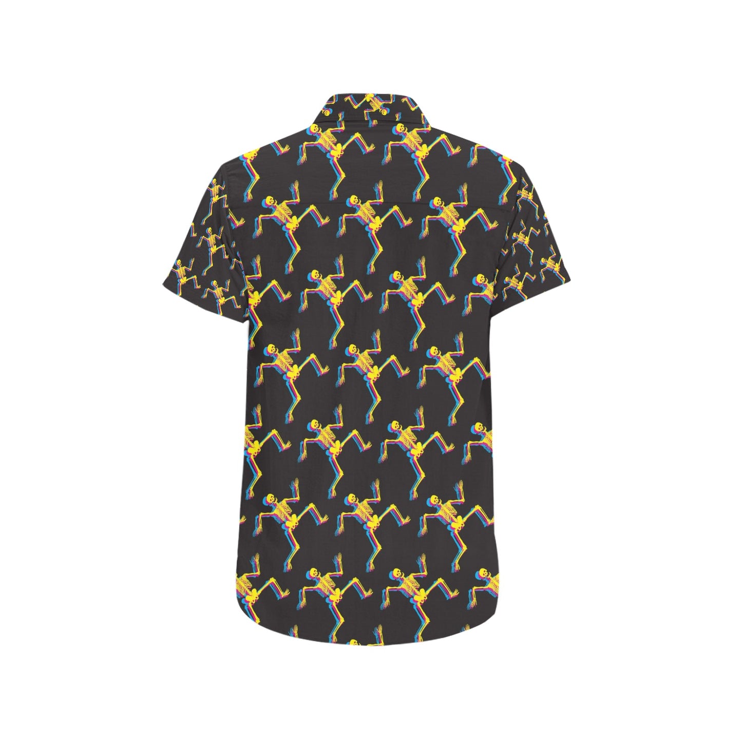 Skeleton Skeleton 3D Print Design LKS301 Men Short Sleeve Button Up Shirt