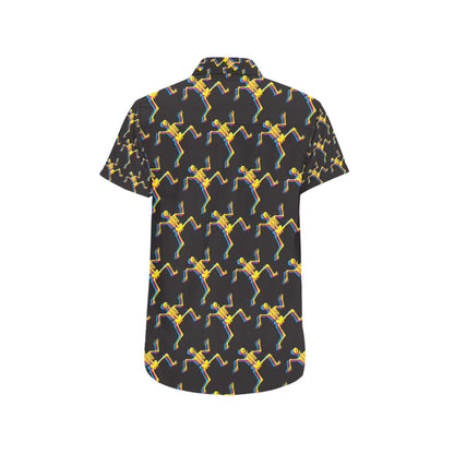 Skeleton Skeleton 3D Print Design LKS301 Men Short Sleeve Button Up Shirt
