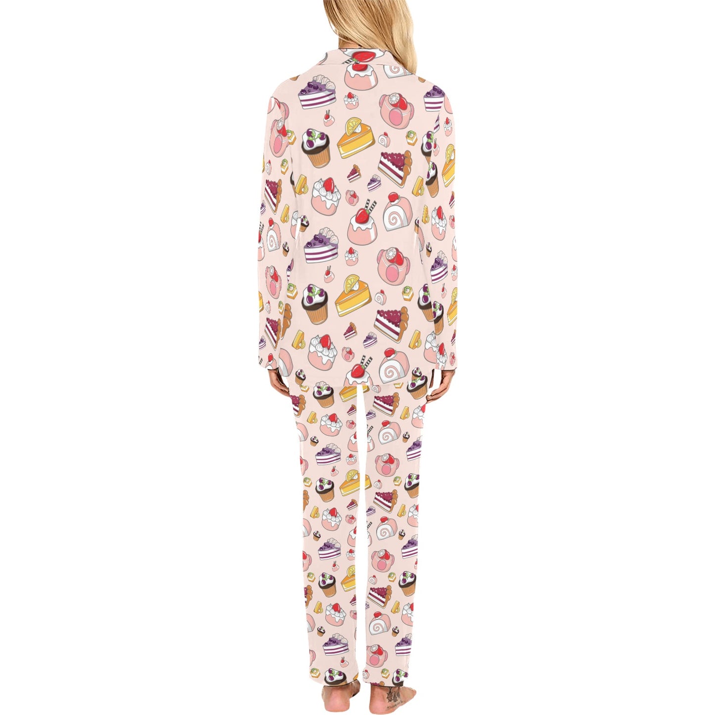 Cake Pattern Print Design 01 Women's Long Pajama Set