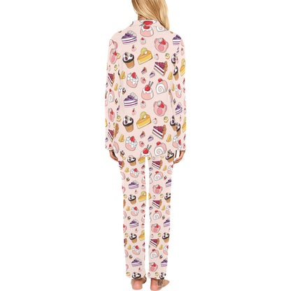 Cake Pattern Print Design 01 Women's Long Pajama Set