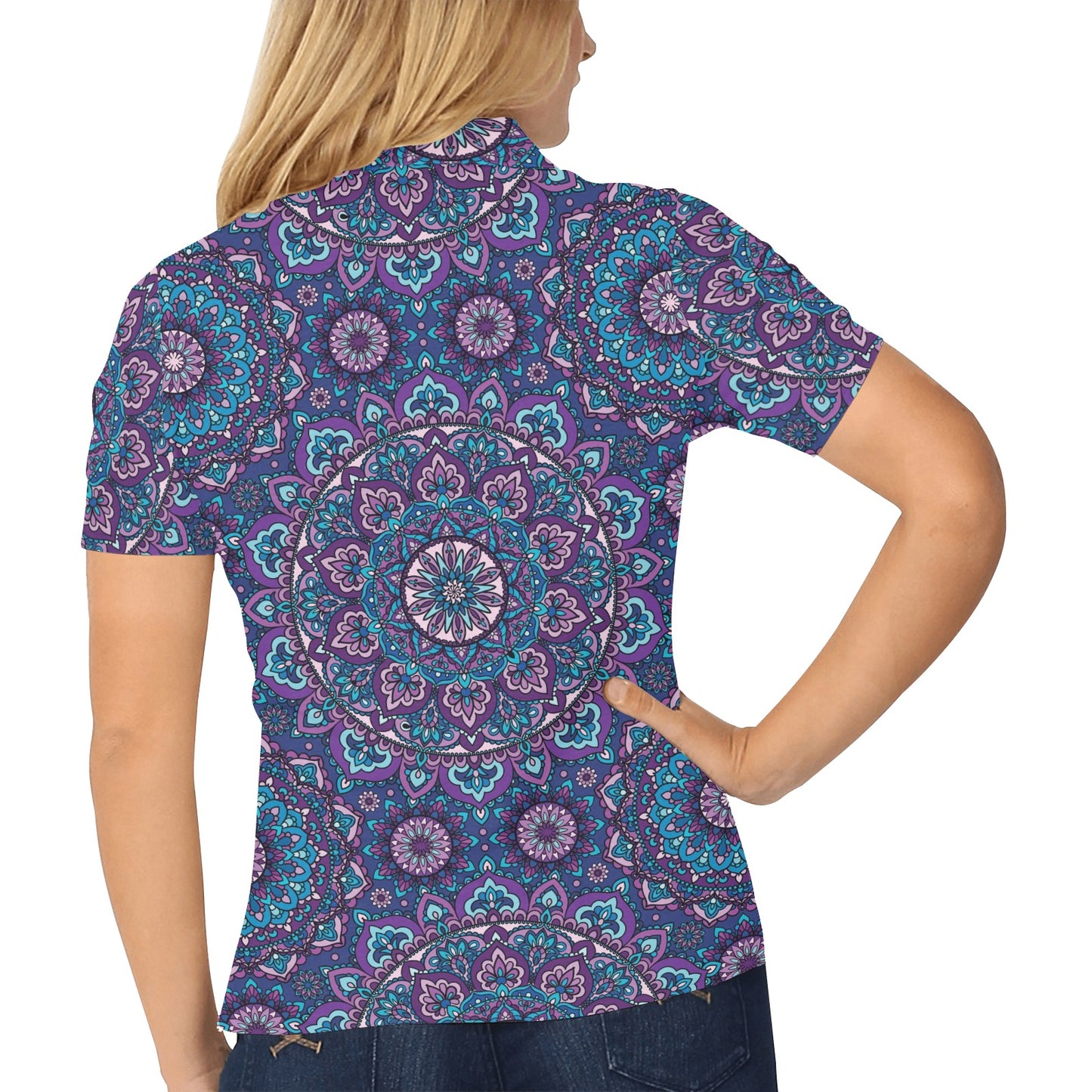 Medallion Pattern Print Design 05 Women's Polo Shirt