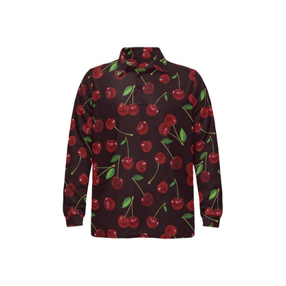 Cherry Fresh Pattern Long Sleeve Polo Shirt For Men's