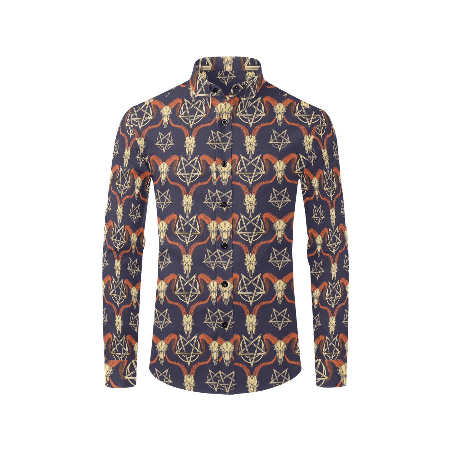 Buffalo Head Print Design LKS403 Men's Long Sleeve Dress Shirt