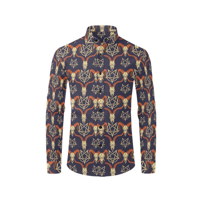 Buffalo Head Print Design LKS403 Men's Long Sleeve Dress Shirt