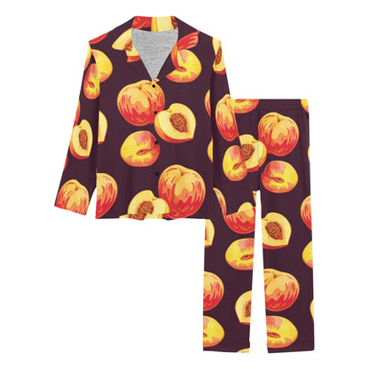Peach Pattern Print Design A04 Women's Long Pajama Set