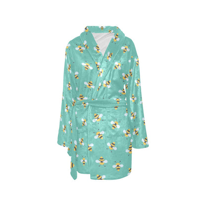 Bee Pattern Print Design 01 Women's Fleece Robe