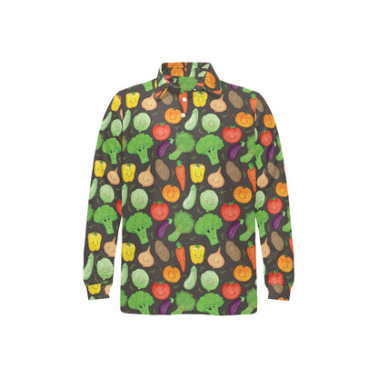 Vegan Funny Themed Design Print Long Sleeve Polo Shirt For Men's