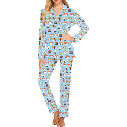 Sushi Cartoon Design Women's Long Pajama Set