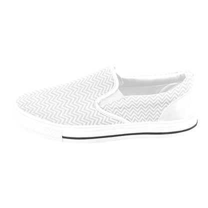 Chevron Print Design LKS401 White Slip Ons Canvas Women's Shoes