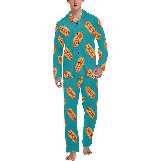 Hot Dog Pattern Print Design 03 Men's Long Pajama Set