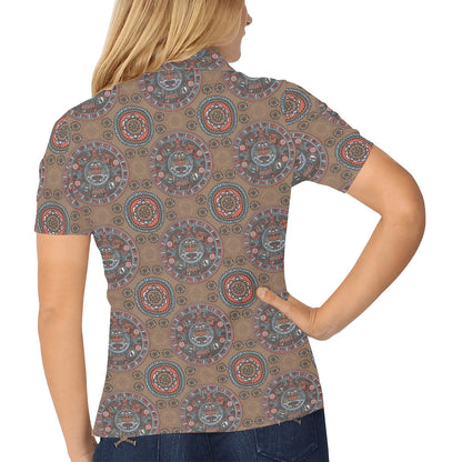 Calendar Aztec Pattern Print Design 03 Women's Polo Shirt