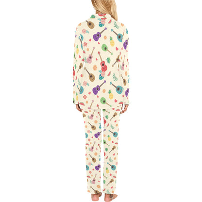 Ukulele Pattern Print Design 01 Women's Long Pajama Set