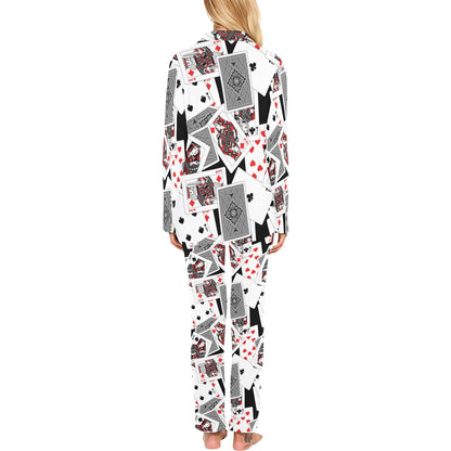Poker Cards Pattern Print Design A04 Women's Long Pajama Set