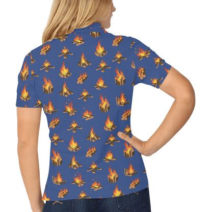 Campfire Pattern Print Design 03 Women's Polo Shirt