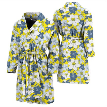 Daffodils Pattern Print Design 01 Men Bathrobe-JORJUNE.COM