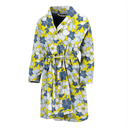 Daffodils Pattern Print Design 01 Men Bathrobe-JORJUNE.COM
