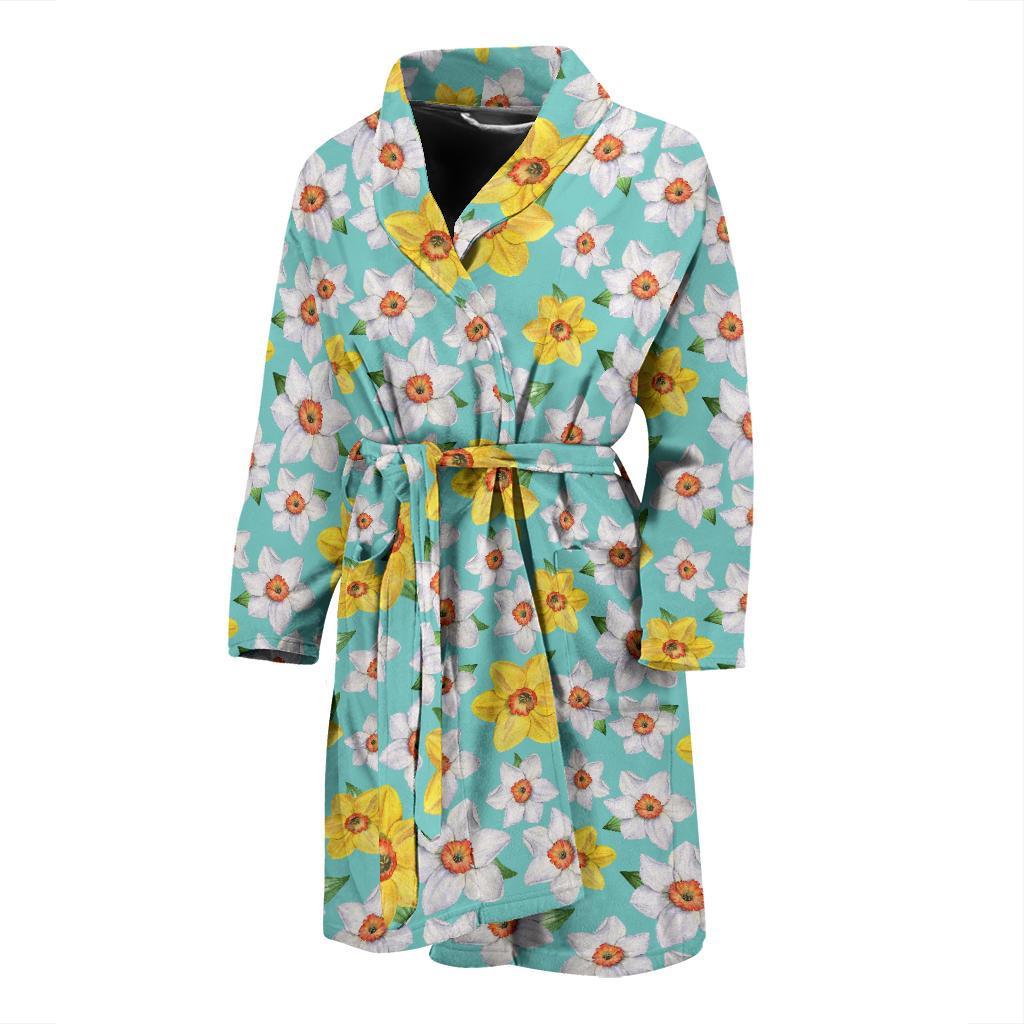 Daffodils Pattern Print Design 02 Men Bathrobe-JORJUNE.COM