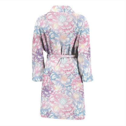 Dahlia Pattern Print Design 01 Men Bathrobe-JORJUNE.COM