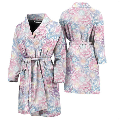 Dahlia Pattern Print Design 01 Men Bathrobe-JORJUNE.COM