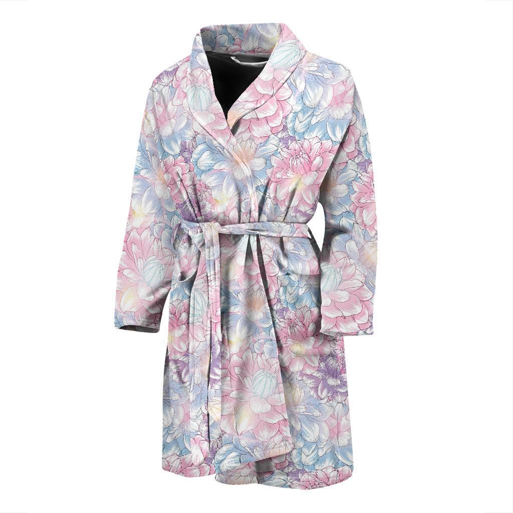 Dahlia Pattern Print Design 01 Men Bathrobe-JORJUNE.COM