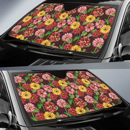 Daisy Gerbera Print Pattern Car Sun Shade For Windshield
