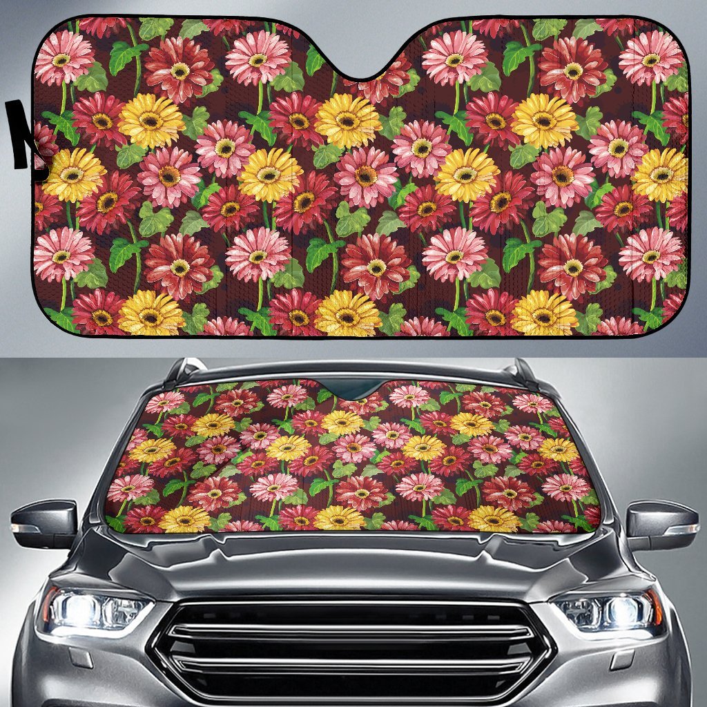 Daisy Gerbera Print Pattern Car Sun Shade For Windshield