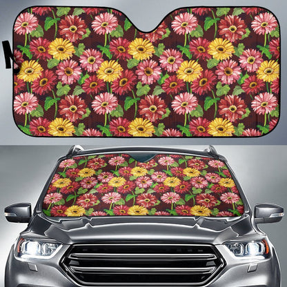 Daisy Gerbera Print Pattern Car Sun Shade For Windshield
