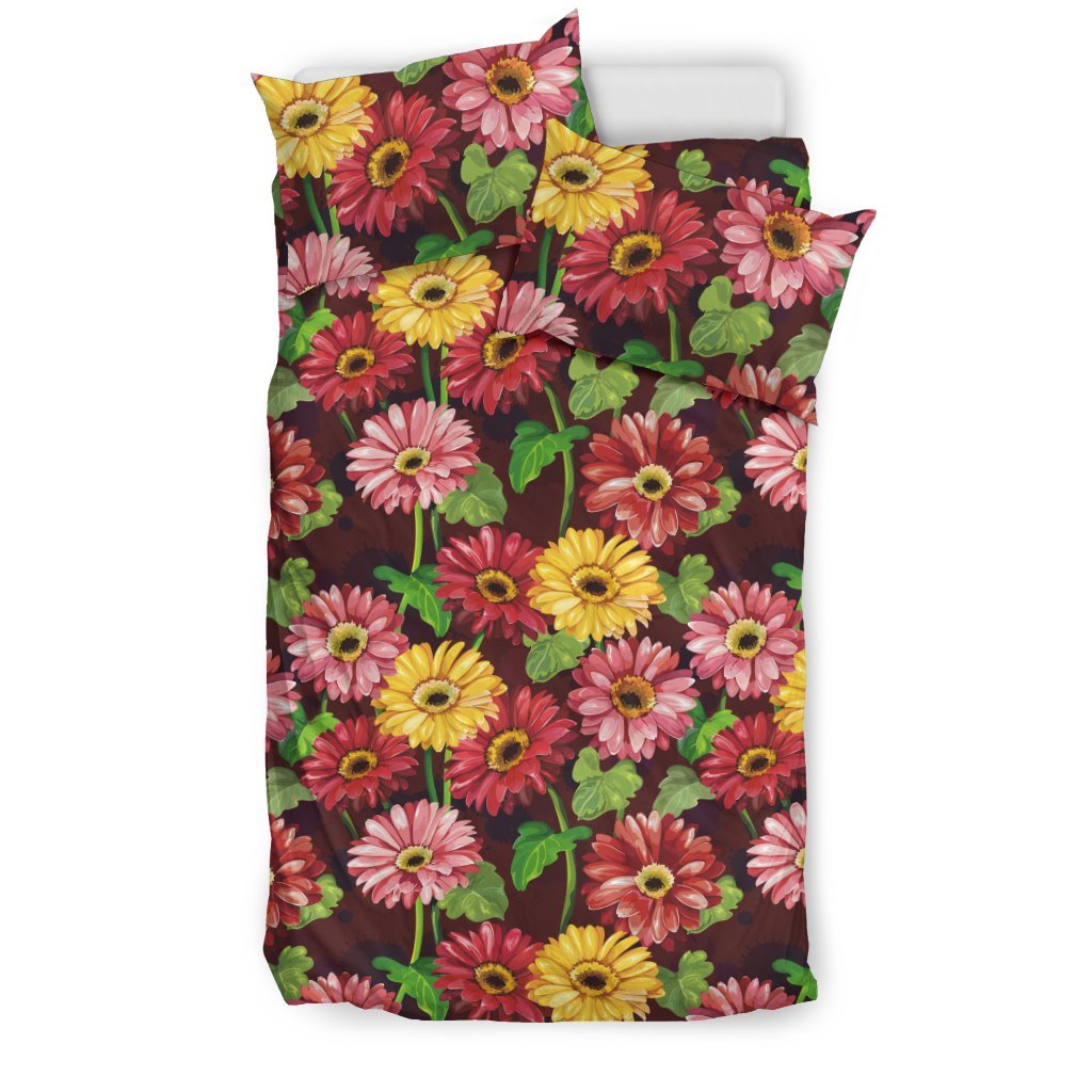 Daisy Gerbera Print Pattern Duvet Cover Bedding Set