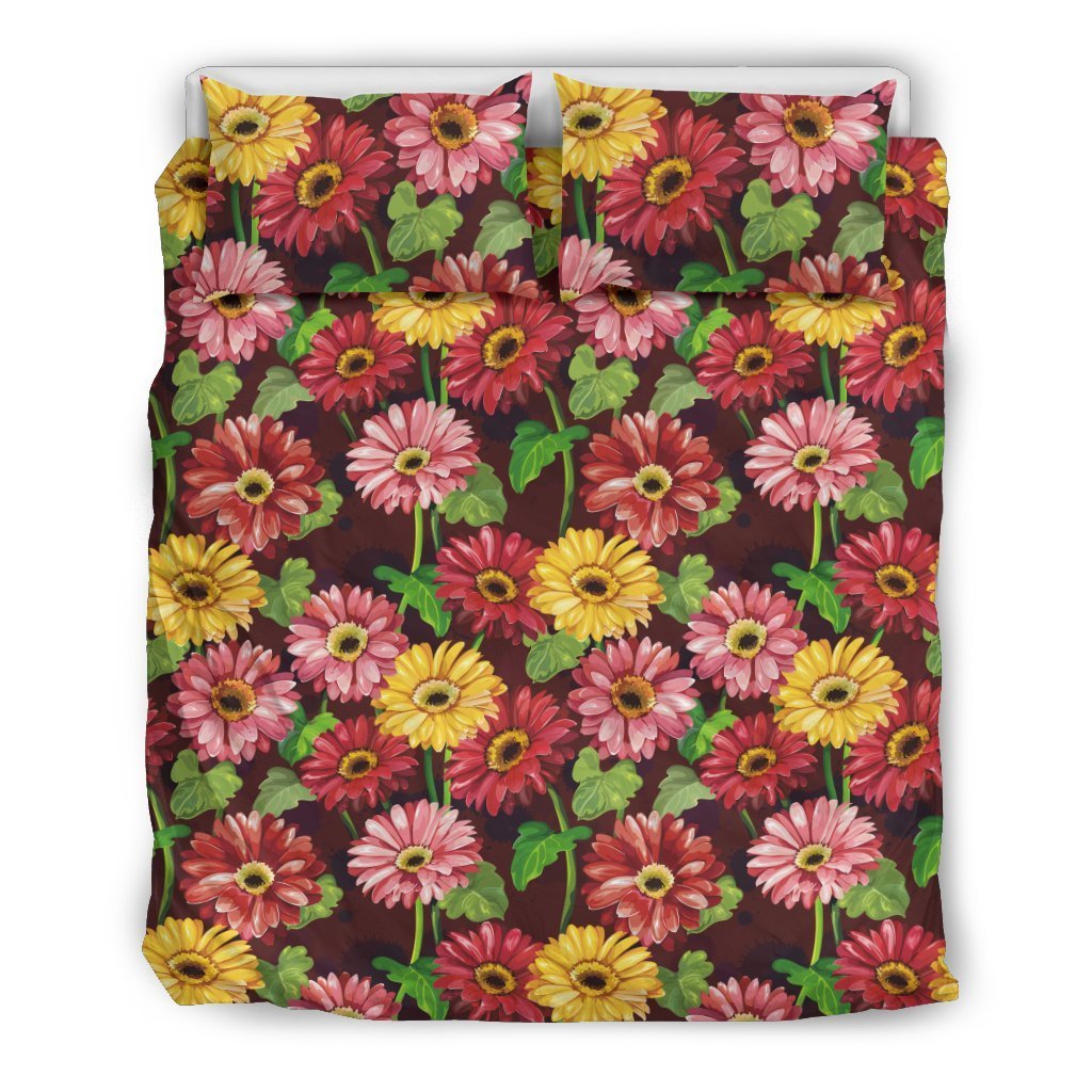 Daisy Gerbera Print Pattern Duvet Cover Bedding Set