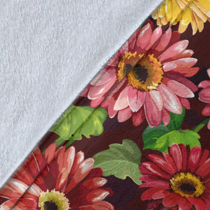 Daisy Gerbera Print Pattern Fleece Blanket