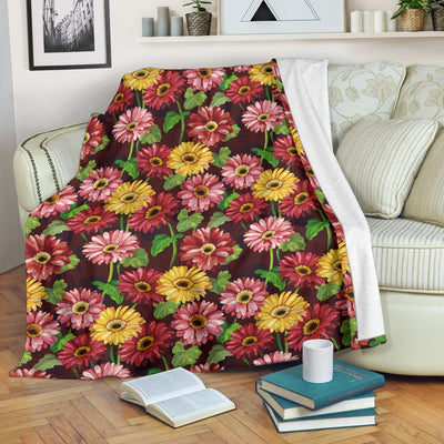 Daisy Gerbera Print Pattern Fleece Blanket
