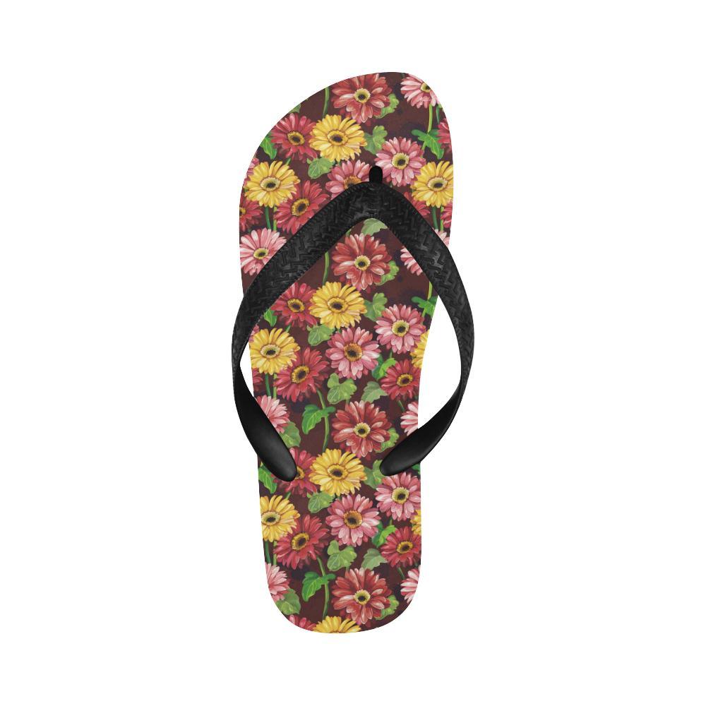 Daisy Gerbera Print Pattern Flip Flops-JTAMIGO.COM