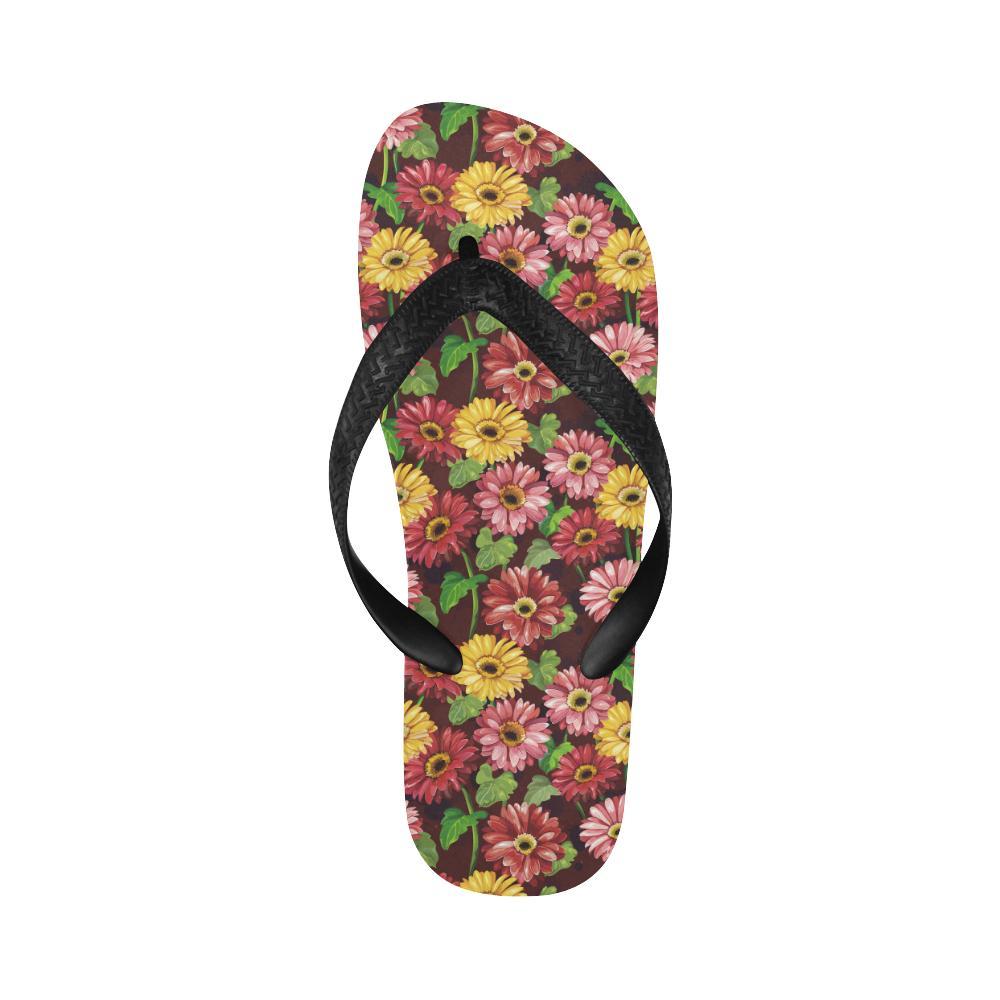 Daisy Gerbera Print Pattern Flip Flops-JTAMIGO.COM