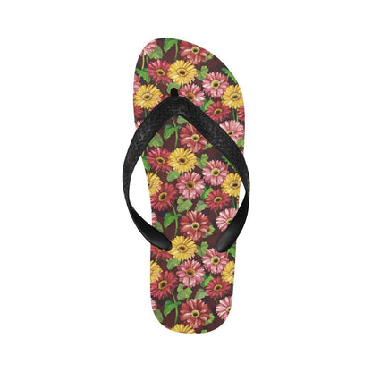 Daisy Gerbera Print Pattern Flip Flops-JTAMIGO.COM