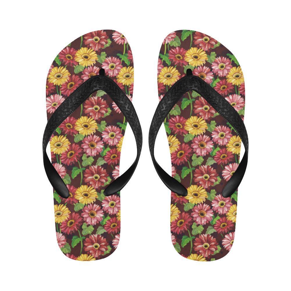 Daisy Gerbera Print Pattern Flip Flops-JTAMIGO.COM