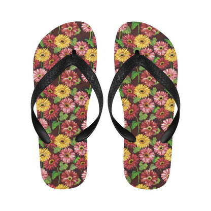 Daisy Gerbera Print Pattern Flip Flops-JTAMIGO.COM
