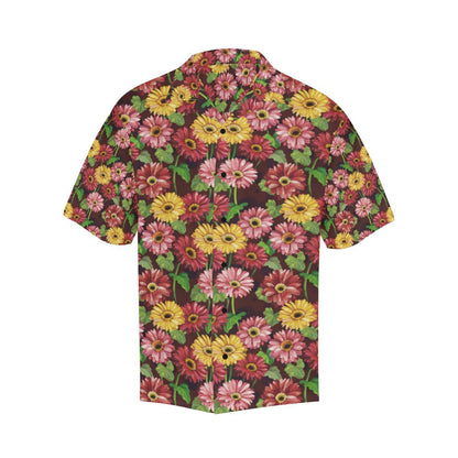 Daisy Gerbera Print Pattern Men Aloha Hawaiian Shirt