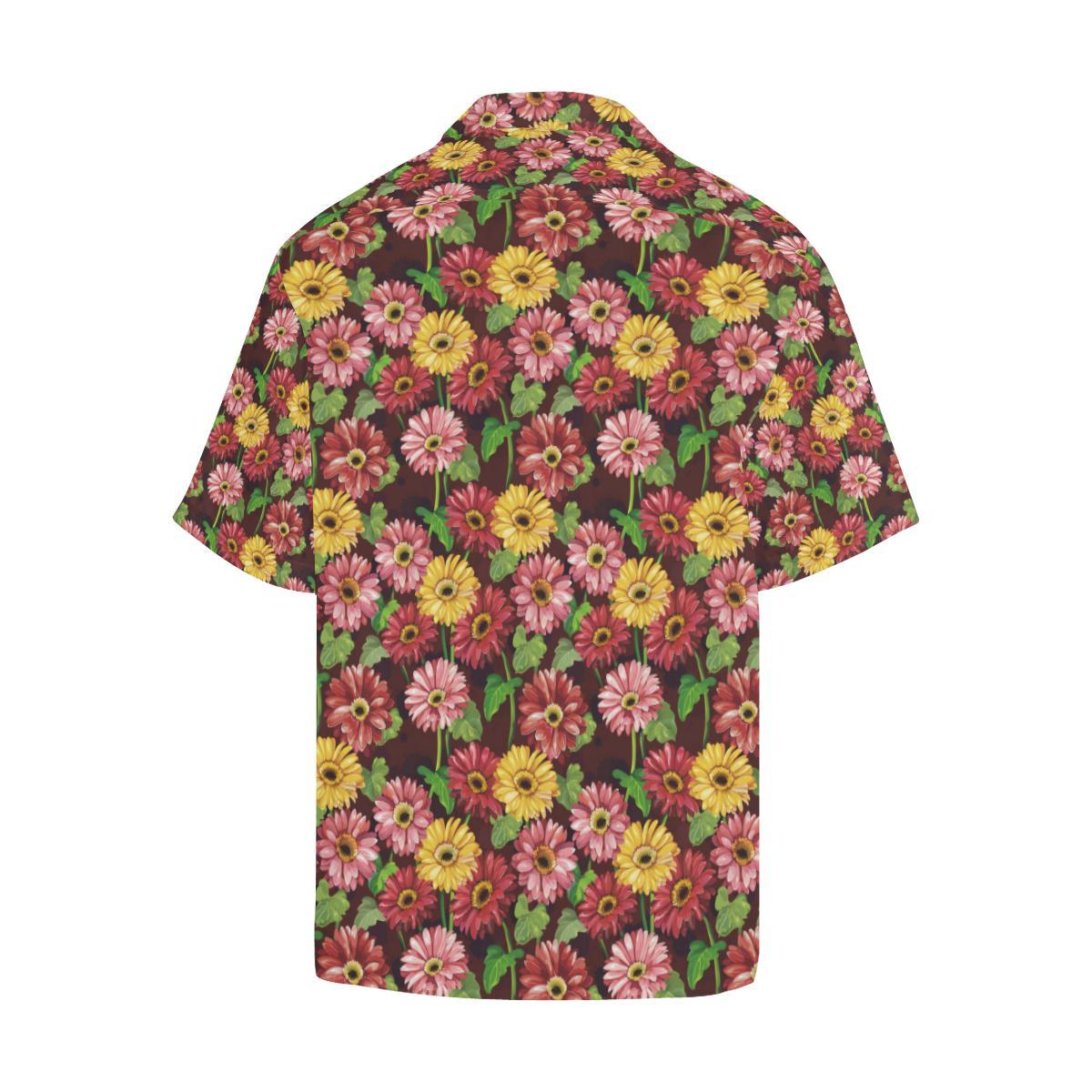 Daisy Gerbera Print Pattern Men Aloha Hawaiian Shirt