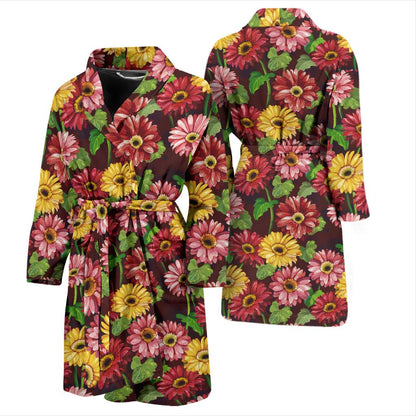 Daisy Gerbera Print Pattern Men Bath Robe-JTAMIGO.COM