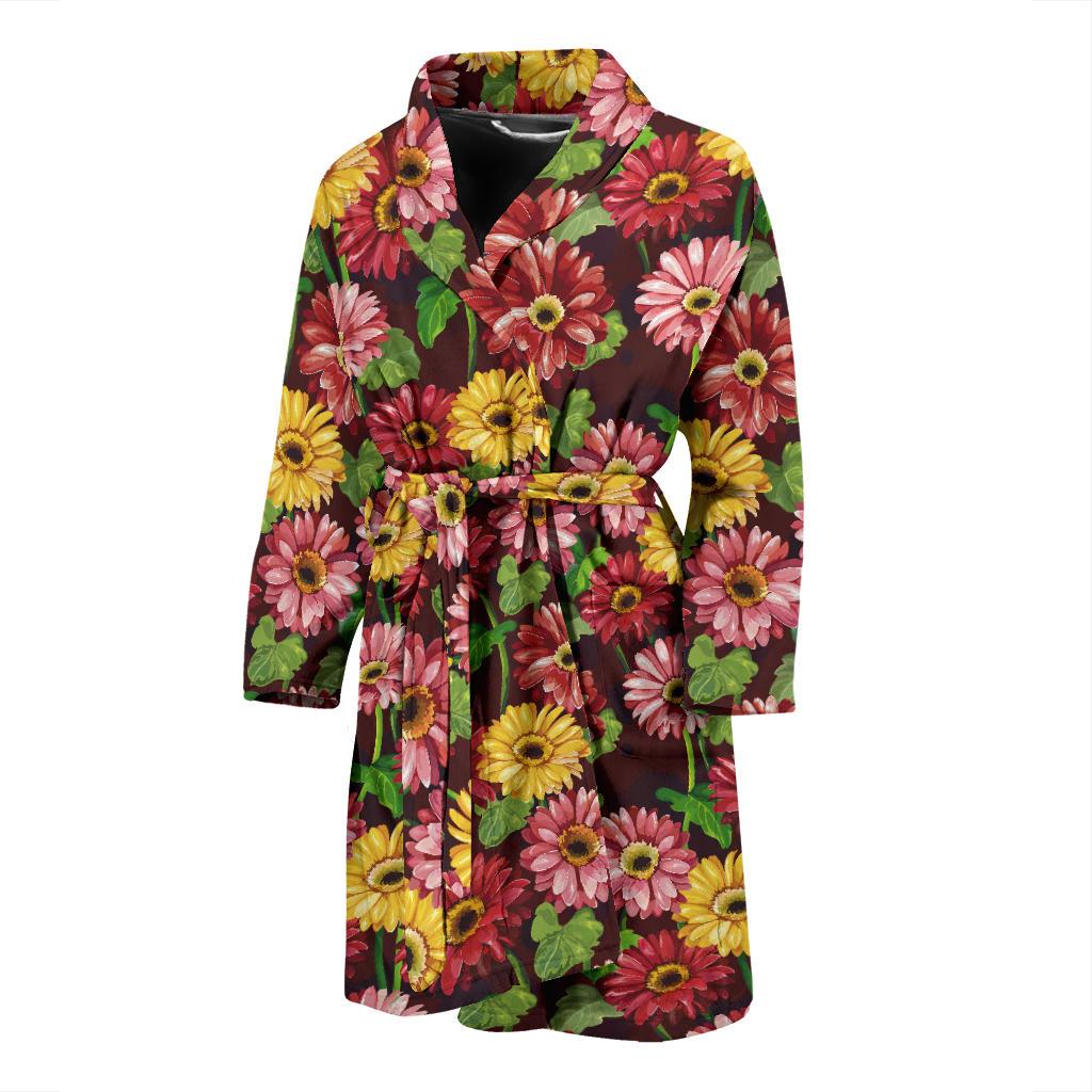 Daisy Gerbera Print Pattern Men Bath Robe-JTAMIGO.COM